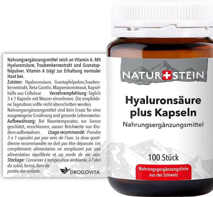 Nährwerte und Zutaten Naturstein Hyaluronsäure plus (100 Stück, Kapseln, 136 g)