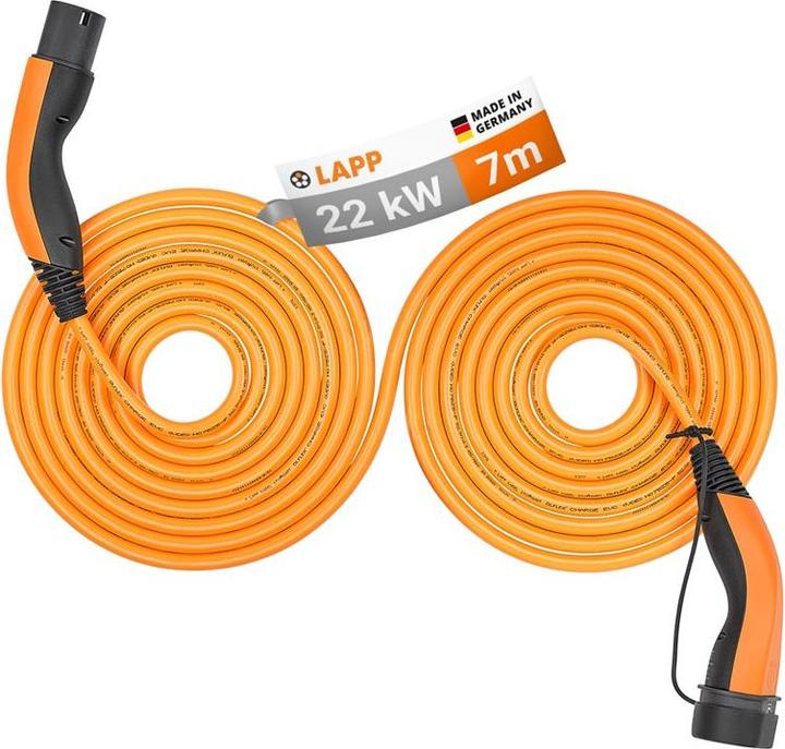 Lapp Mobility Selbstaufrollendes Ladekabel Typ 2, bis zu 22 kW, 7 m, orange (Tipo 2, 22 kW, 32 A, 7 m)
