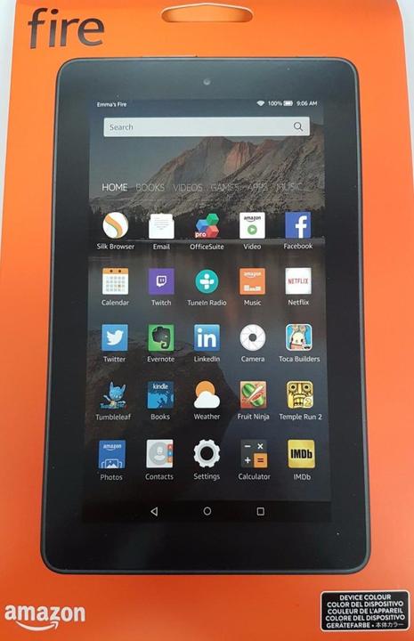 Image du produit Amazon Tablette Fire 17,7 cm (7 pouces), WLAN, 8 Go, avec offres spéciales (7", 8 Go, Noir)