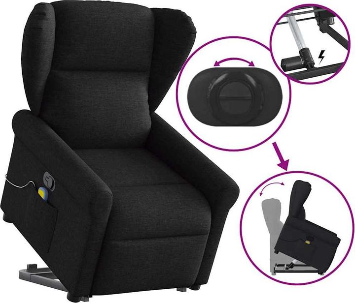 Actual product image VidaXL Massage chair with stand-up aid black fabric
