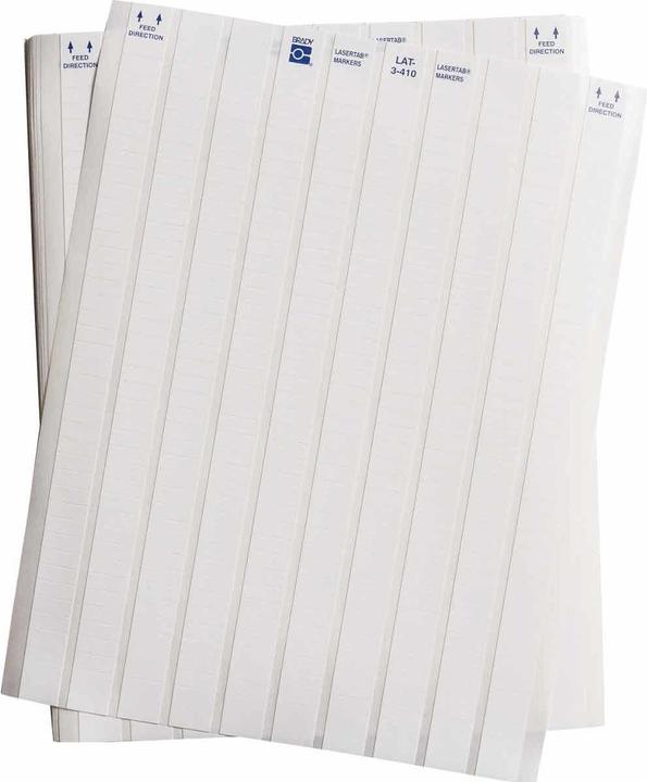 Image du produit Brady LAT-3-410-10, polyoléfine, blanc, 16.51 x 6.35 mm, auto-déchirure, US letter, 10 pistes (10.