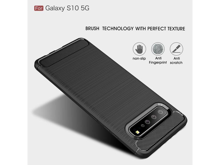 Produktbild Screenguard Samsung Galaxy S10 5G Hülle Carbon Brushed Soft TPU (Samsung Galaxy S10 5G)
