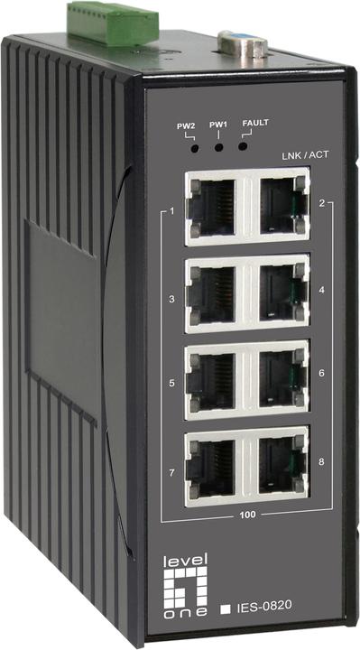 Produktbild LevelOne /100Base-TX/FX, 2K MAC IEEE 802.3/u/x, DIN-Schiene (8 Ports)
