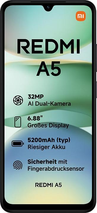 Actual product image Xiaomi Redmi A5 4G (64 GB, Midnight Black, 6.88", Dual SIM, 32 Mpx, 4G)