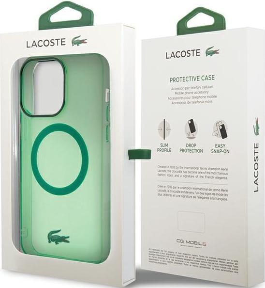 Image du produit Lacoste LCHMP15XULON iPhone 15 Pro Max 6.7" zielony/green étui rigide transparent MagSafe (Apple iPhone 15 Pro Max)