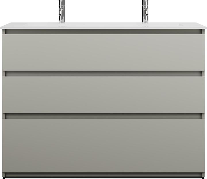 Immagine prodotto burgbad Lin20 Minearl lavabo in fusione colore bianco lucido con 2 fori per rubinetto incluso mobile