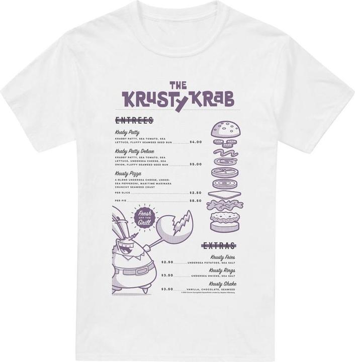 Immagine prodotto Spongebob Squarepants Krusty Krab Menu Maglietta Uomo (4XL)