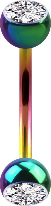 Actual product image Star Piercing Micro Banane farbig mit zwei Kugeln und Kristall silber (without brass, Titanium G23)