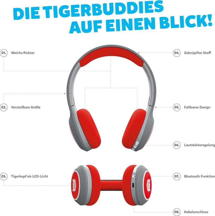 Image du produit Tigermedia tigerbuddies Casque pour enfants - Happy Red Swiss-Edition (Allemand, Français, Italien, Anglais)