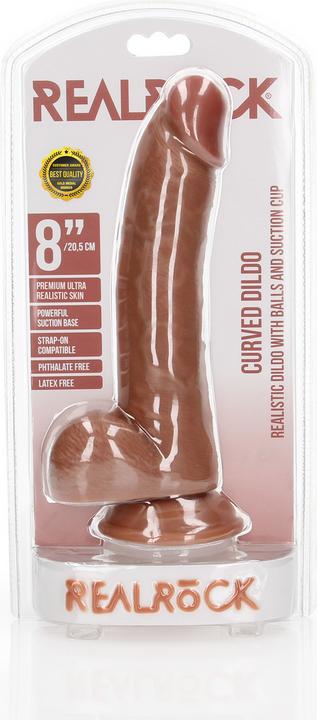 Actual product image RealRock Curved Realistic Dildo with Balls and Suction Cup - 8"/ 20.5 cm