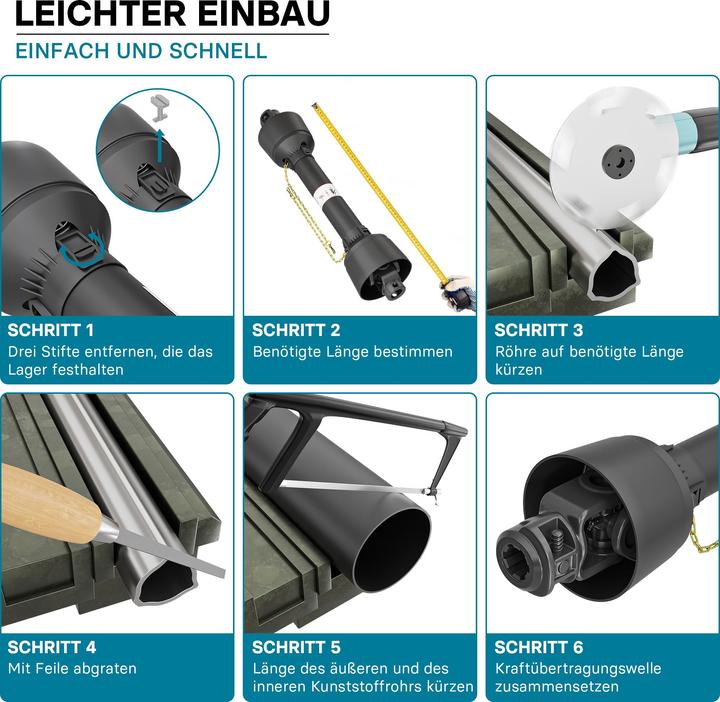 Produktbild Wiltec Zapfwelle T4 Gelenkwelle 1100-1430mm 460Nm 540U/min PTO-Shaft 40kW 1 3/8" 35mm