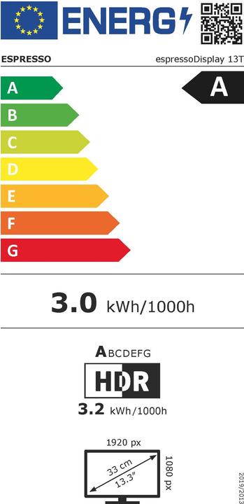 Energielabel Espresso Displays 13T (1920 x 1080 Pixels, 13.30")