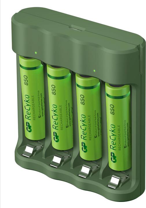 Actual product image GP Batteries ReCyko B421/85 4-Port USB Ladegerät inkl.4xAAA NiMh 850mAh (4 pcs., AA, 850 mAh, Battery + charger)
