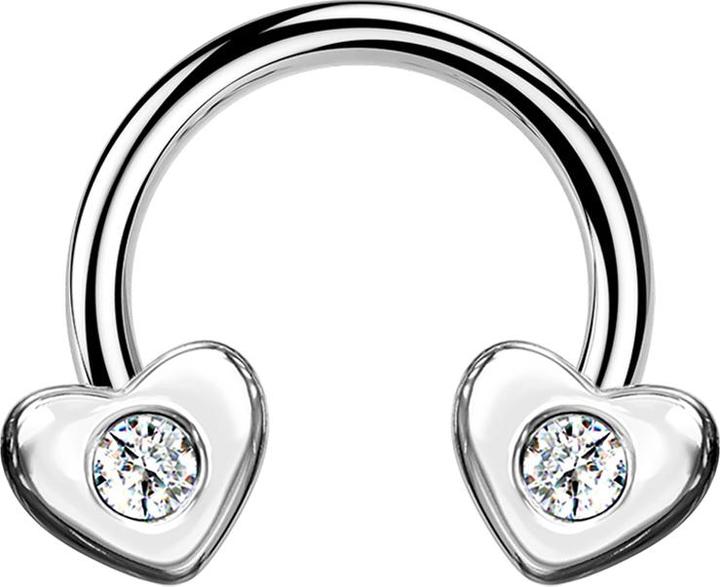 Star Piercing Micro Circular Barbell silber Herz mit Kristall (Messing, Chirurgenstahl 316L)