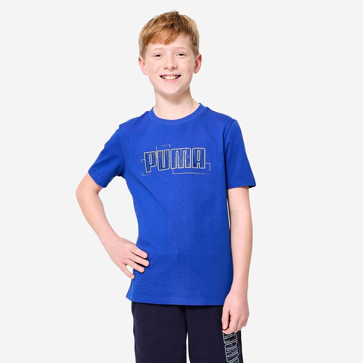 Image du produit Decathlon T-shirt coton à manches courtes imprimé enfant, bleu (152)