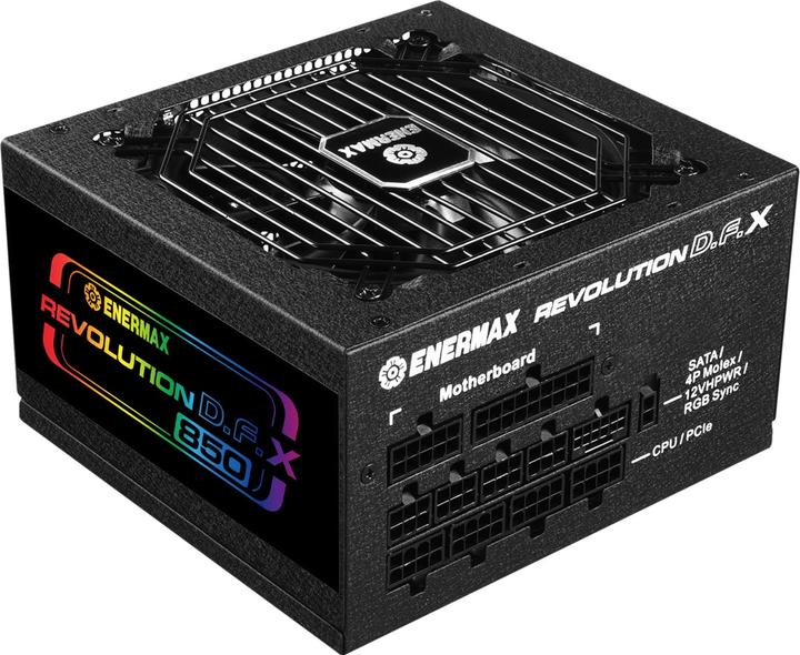 Actual product image Enermax Revolution D.F. X ARGB ATX3.0 PCI-e 5.0 PC Power Supply 850W 80Plus Gold Full Modular 2X 12VHPWR (850 W)