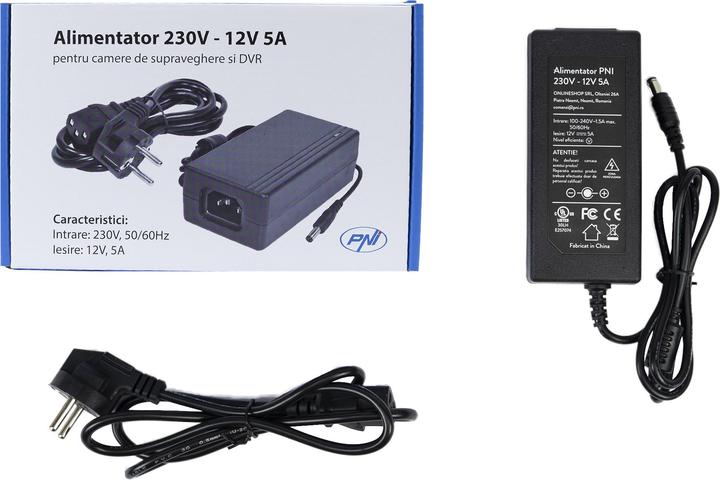 PNI 230V - 12V 5A 60 Watt Netzteil für Überwachungskameras und DVR