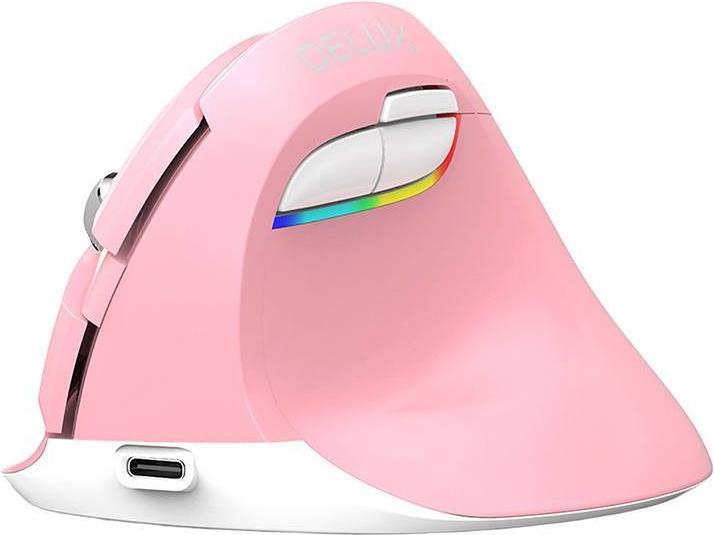 Productafbeelding Delux Draadloze verticale muis M618Mini DB BT+2.4G 2400DPI (roze) (Draadloze)