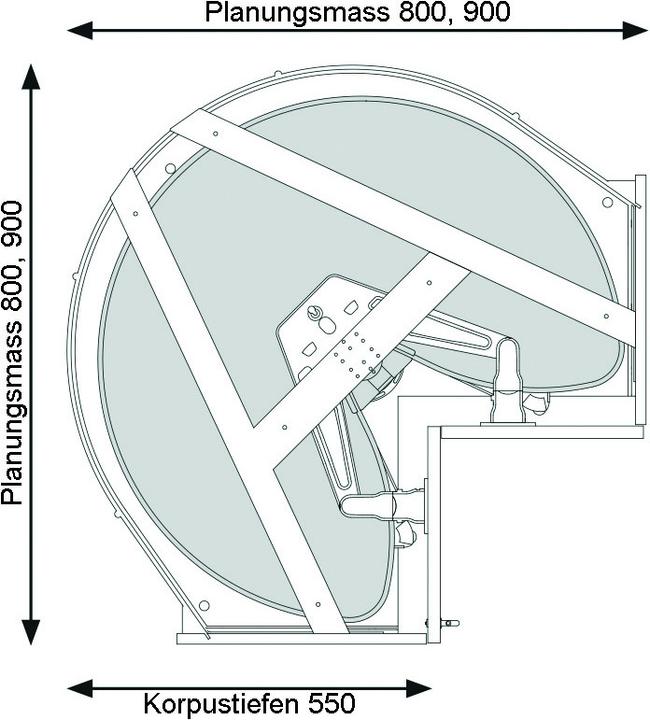 Actual product image Ninka Corner cabinet pivot fittings MONDO for corner furniture 90° with folding doors, m (1 pcs.)