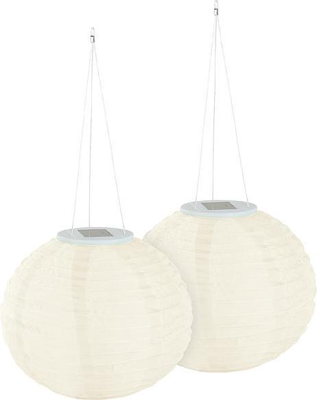 Produktbild Lunartec 2er Set Solar-LED-Lampions, Dämmerungs-Sensor, IP44, warmweiss, Ø 30 cm (IP44)