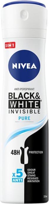 Actual product image NIVEA Invisibleack&White Antiperspirant 48H (Spray, 150 ml)