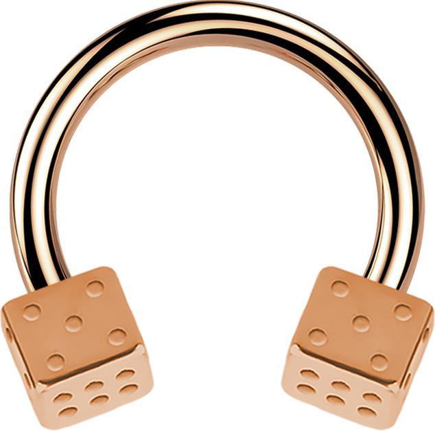 Star Piercing Micro Circular Barbell rosegold mit zwei Würfel (Chirurgenstahl 316L, ohne Messing)