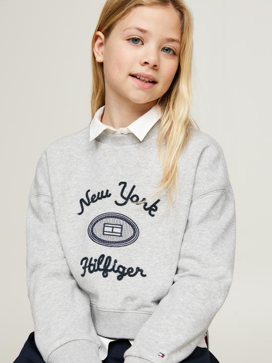 Actual product image Tommy Hilfiger Kids NY Geborduurde Sweater - Girls - Grijs - 10 jaar