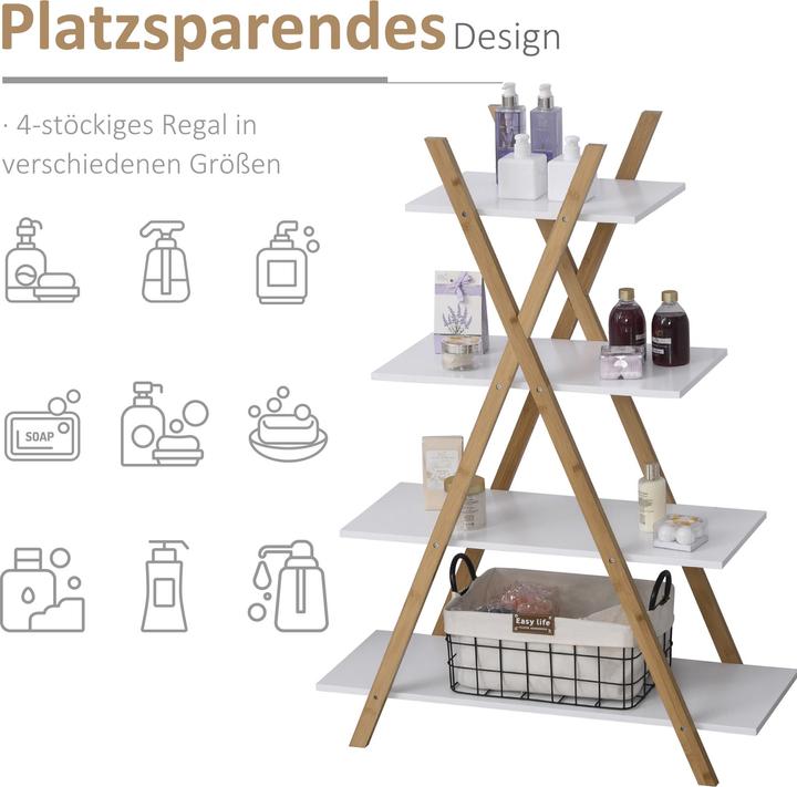 Actual product image Kleankin Bathroom shelf with 4 levels (80 x 33 x 109 cm)