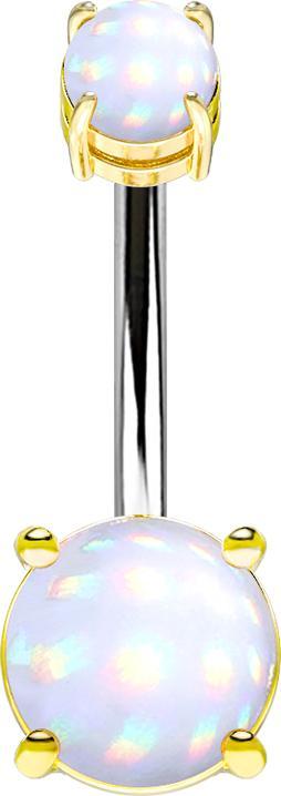 Immagine prodotto Star Piercing Filetto interno placcato oro a banana con due pietre epossidiche bianche (Ottone, Acciaio chirurgico 316L)