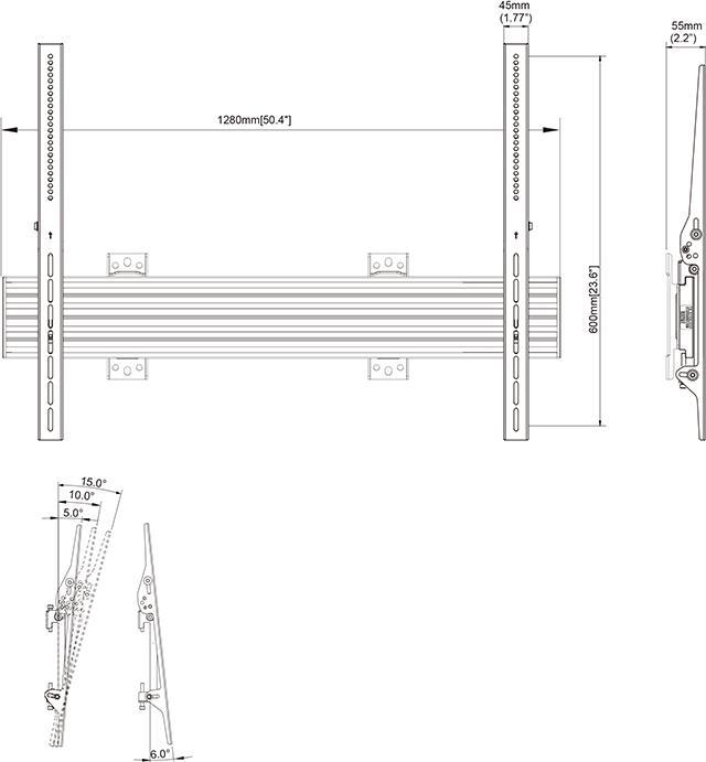 Image du produit Multibrackets Support mural inclinable, 65"-120", VESA100x100 - (Mur, 120", 70 kg)