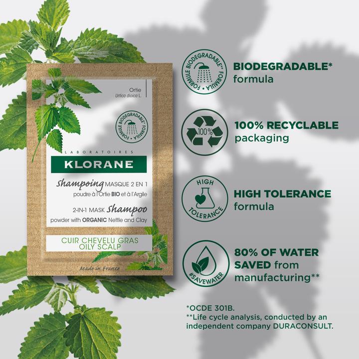 Actual product image Klorane Shampoo-powder mask with organic nettle (24 ml, Liquid shampoo)