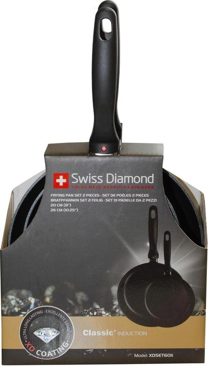 Immagine prodotto Swiss Diamond Set di padelle 2 pezzi CLASSIC XD Nero (26 cm, Padella per friggere, Alluminio pressofuso)