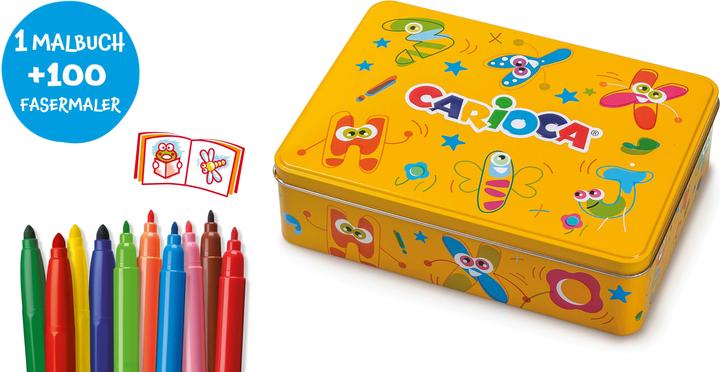 Image du produit Carioca Feutres de coloriage en boîte métallique 100 pièces, Jaune (Jaune, 100 x)