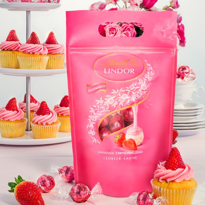 Actual product image Lindt Lindor Strawberry & Cream (1000 g)
