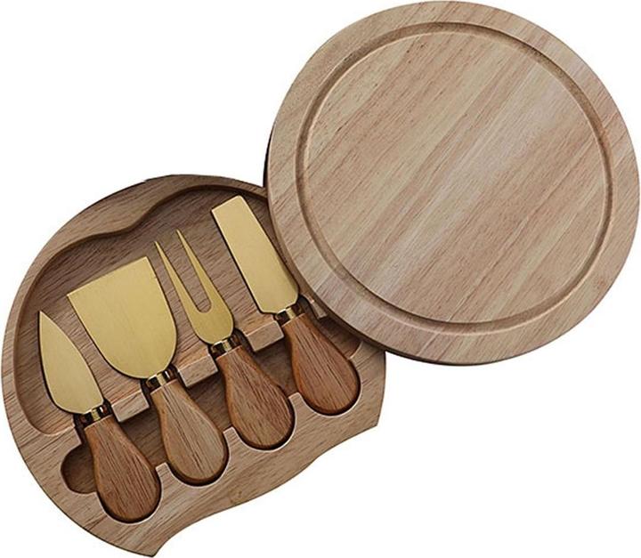 Actual product image 4-piece cheese board rotating cheese cutting board oak cheese board with cheese knife set
