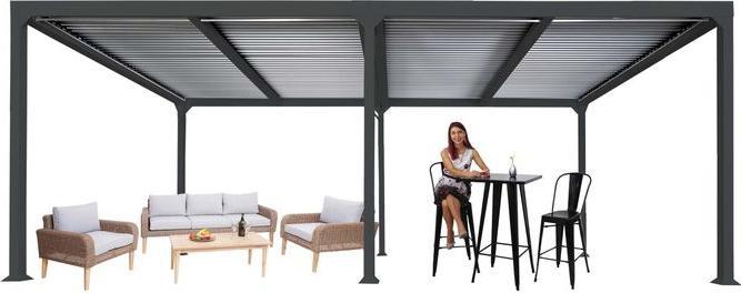 Produktbild Mendler Alu Pergola HWC-L41, Lamellen-Pavillon, stabiles 8cm-Metall-Gestell 3x6m - anthrazit (300 cm, 306 cm)
