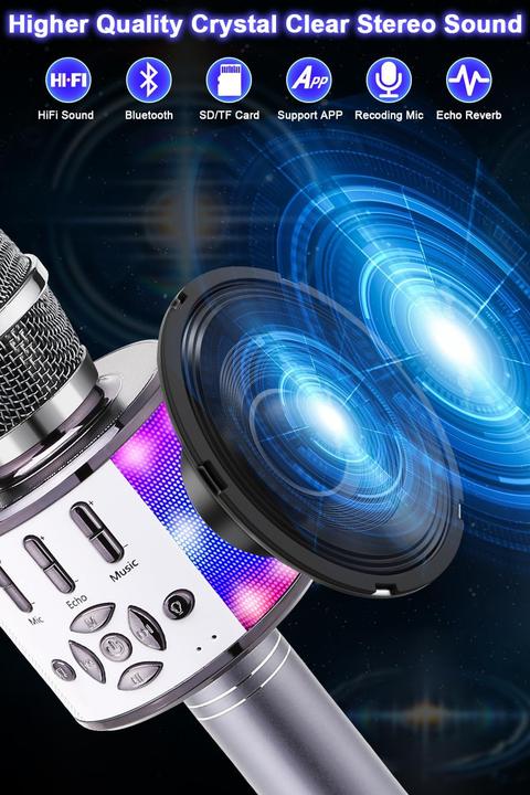 Produktbild Bonaok Kabelloses Bluetooth-Mikrofon mit LED-Lichtern
