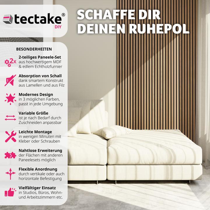 Produktbild tectake 2er Set Akustikpaneele Sonic Wall Holzoptik (2 Stk.)