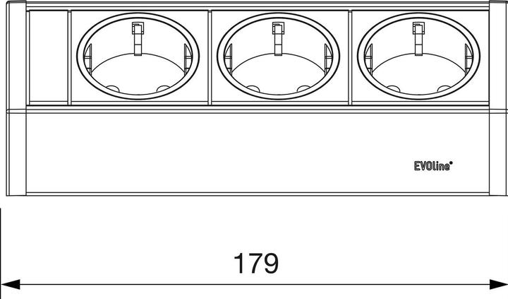 Produktbild Evoline V-Dock Steckdosenelement 3 x Schuko schwarz (3 x, CEE 7/3, 2.50 m)