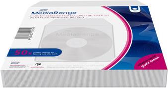 Image du produit MediaRange Pochette plastique 1 disque avec languette dos collant. 50pc