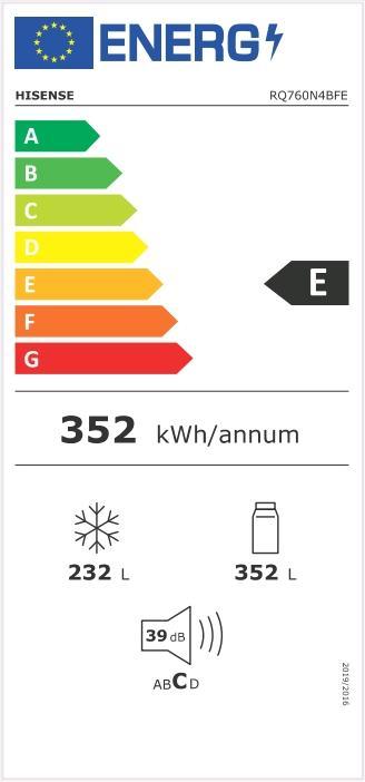 Label énergétique Hisense Hise Sideb RQ760N4BFE (585 l)