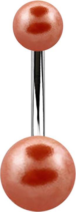 Star Piercing Banane silber mit zwei Perlenkugeln orange (ohne Messing, Chirurgenstahl 316L)