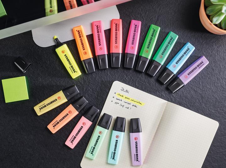 Produktbild STABILO BOSS ORIGINAL Textmarker (Blau, Grün, Rot, Orange, Pink, Gelb, 5 mm, 6 x)