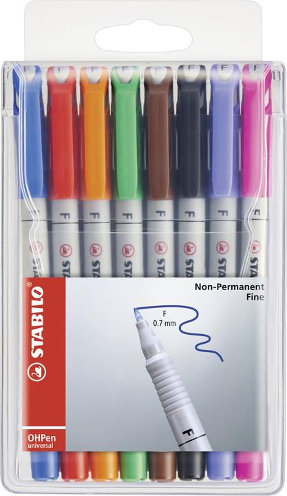 Produktbild STABILO OHPen universal Folienstift wasserlöslich (Mehrfarbig, 0.70 mm, 8 x)