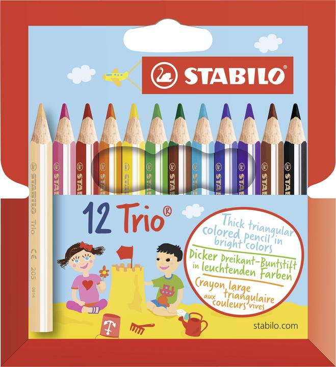 STABILO Trio dick kurz Dreikant-Buntstift (Mehrfarbig, 12 x)