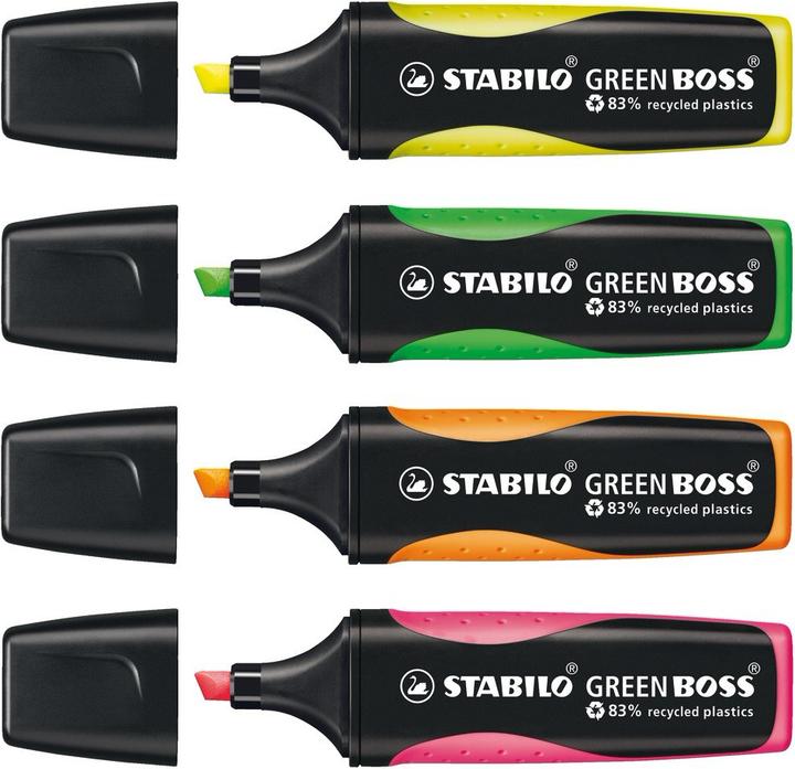 Produktbild STABILO GREEN BOSS Textmarker (Orange, Gelb, Grün, Pink, 5 mm, 4 x)