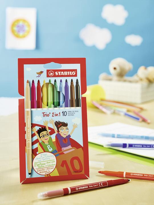 Produktbild STABILO Trio in Filzstift und Fineliner in einem (Mehrfarbig, 10 x)