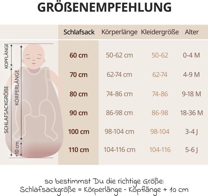 Actual product image Makian Schlafsäcke Musselin-Schlafsack - Beige - Gr. 60 cm (110 cm, 1.0 TOG, Summer)