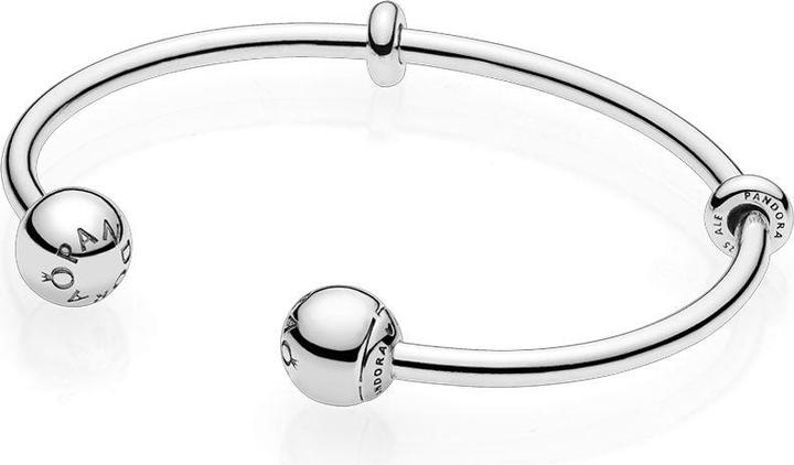 Pandora Logo Armreif mit Kugelverschluss (17.50 cm, Silber)
