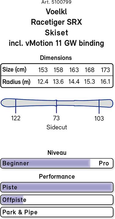 Produktbild Völkl Racetiger SRX Ski Set 20/21 (158 cm, Mit Bindung)